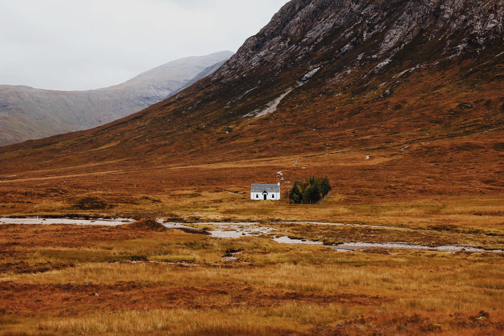 House in a field in Scottish Highlands